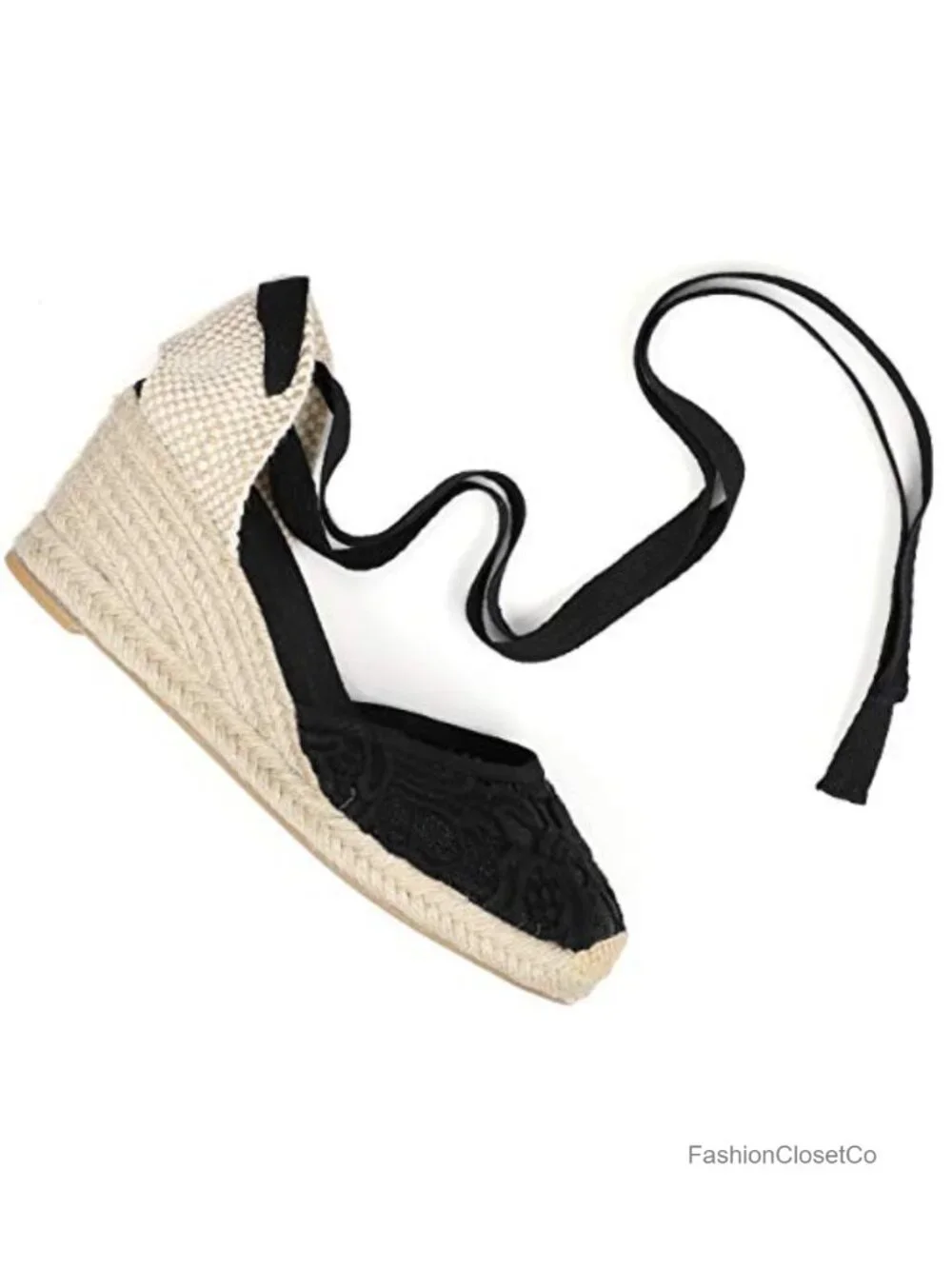 Women's Espadrille Wedge Sandals Closed Toe Lace Up Ankle Strap Slingback